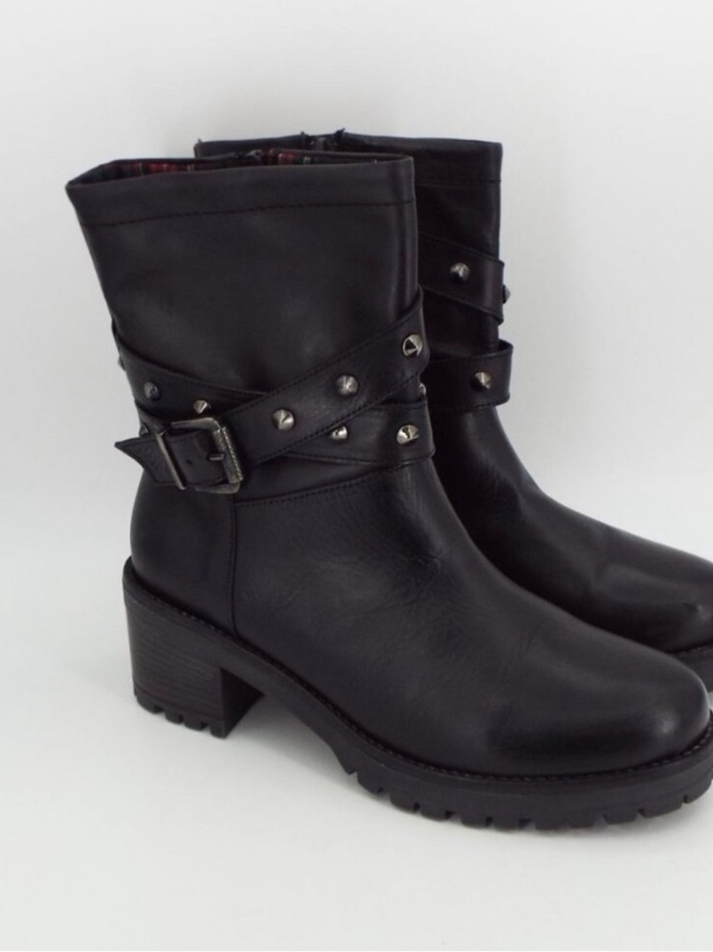 Coach and Four Black Studded Leather Mid-Calf Heeled Boots